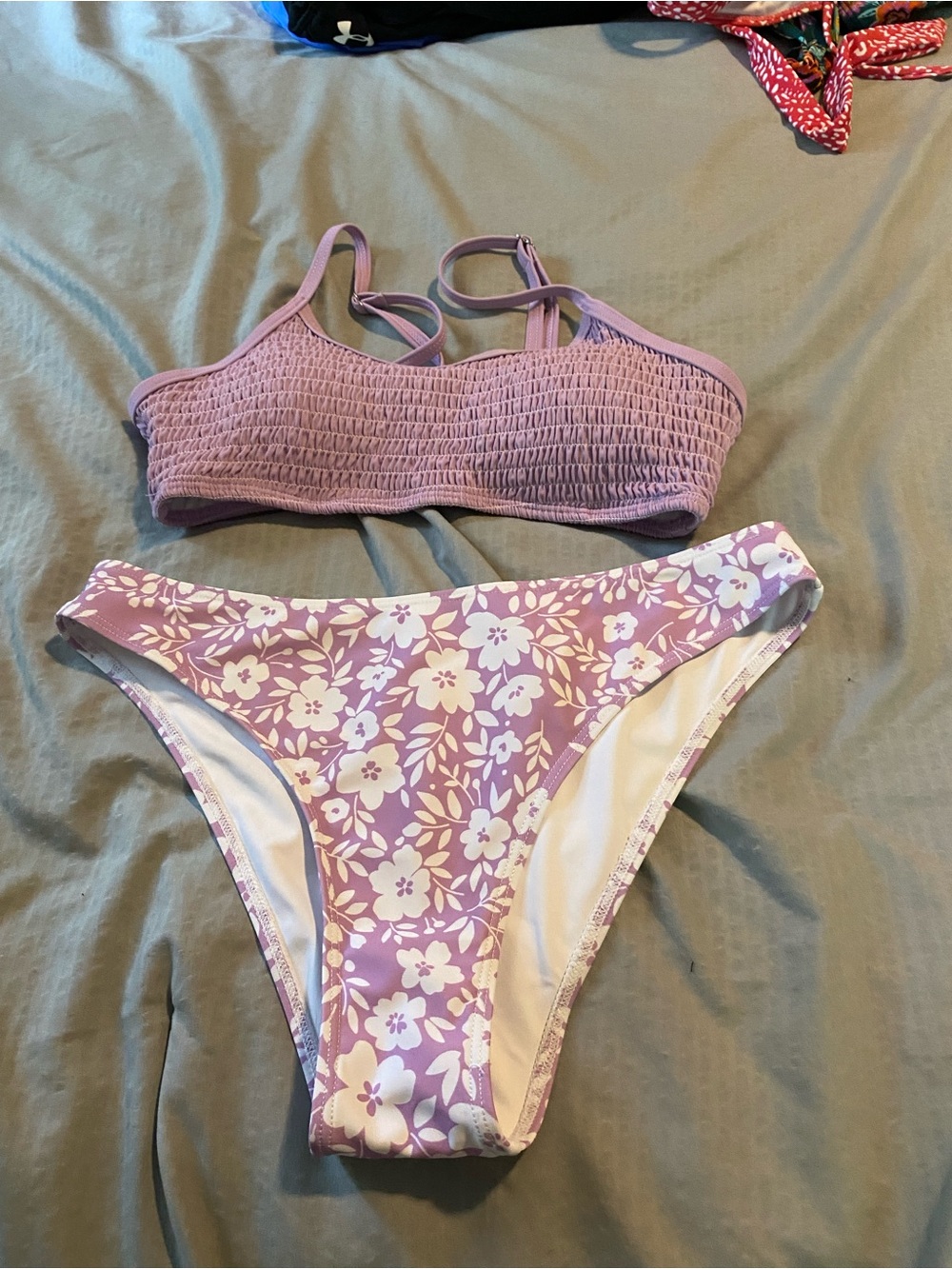 Women’s Lavender Floral Bikini Set - Purple Two-Piece Swim
